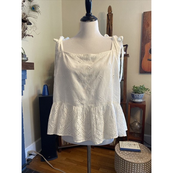MADEWELL 1X Eyelet Plus Rosalie Tie Strap Tank Shirt XXL Womens New - Picture 6 of 9